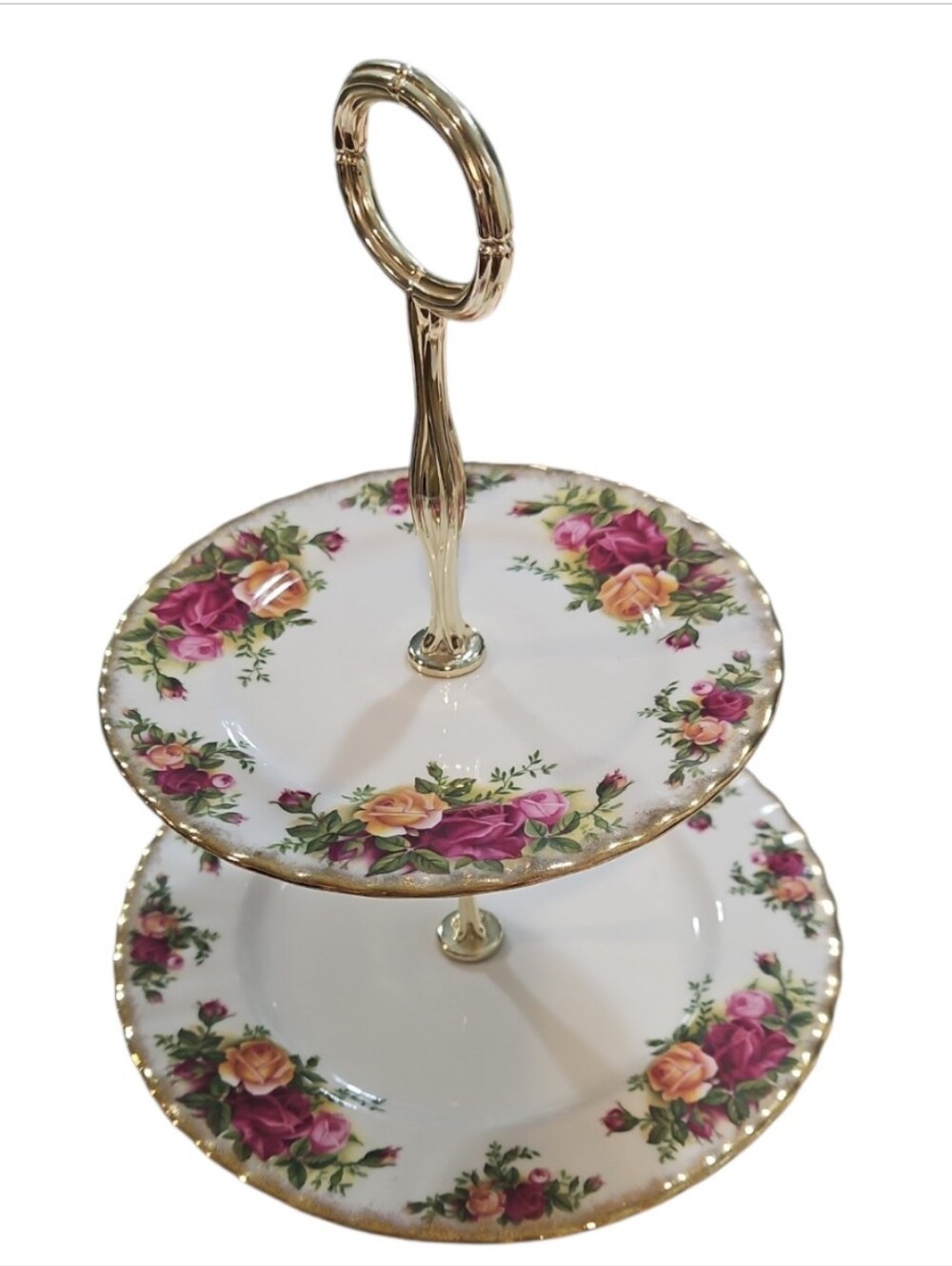 Vintage Royal Albert Old Country Roses Two / 2 Tiered Cake Stand - Picture 1 of 6